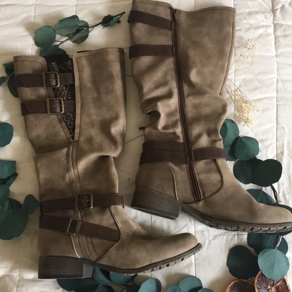 Heights Zip Up suede-like knee boots
